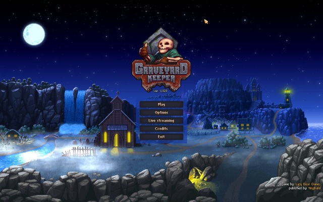 The title screen has a rather charming view of The Village, where you may be spending eternity...